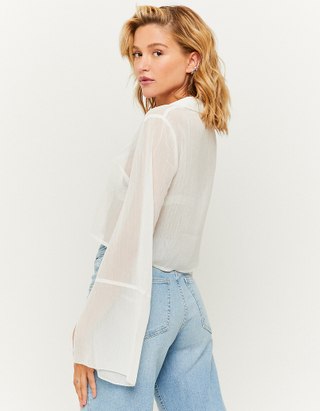 White Cropped Buttoned Shirt