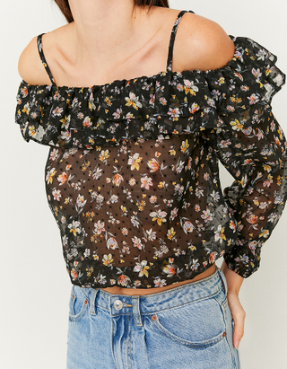 Cropped Long Sleeves Blouse