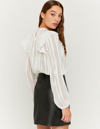 TALLY WEiJL, Blouse Manches Longues Volantée Blanche for Women