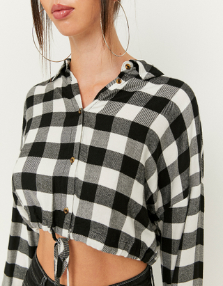 TALLY WEiJL, Cropped  Checked  Shirt for Women