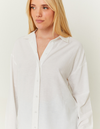 TALLY WEiJL, Weißes Oversize Leinen Shirt for Women