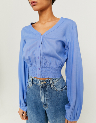 Blue Cropped Blouse | TALLY WEiJL 