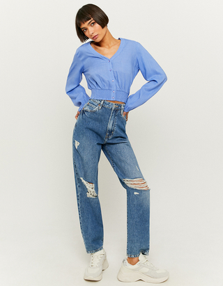 Blue Cropped Blouse | TALLY WEiJL 