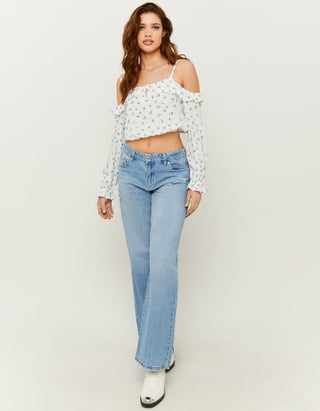 Cropped Ruffles Floral Blouse