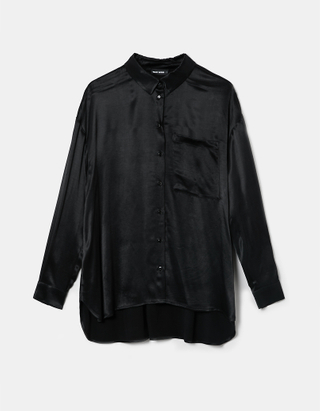TALLY WEiJL, Black Satin Long Sleeves Shirt for Women