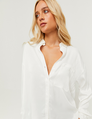 TALLY WEiJL, Chemise Manches Longues en Satin Blanc for Women