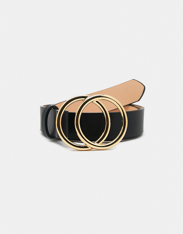 Schwarzer Gürtel mit Zwei Goldenen Ringen | TALLY WEiJL