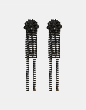 Boucles D'oreilles Noires Pendantes à Strass | TALLY WEiJL