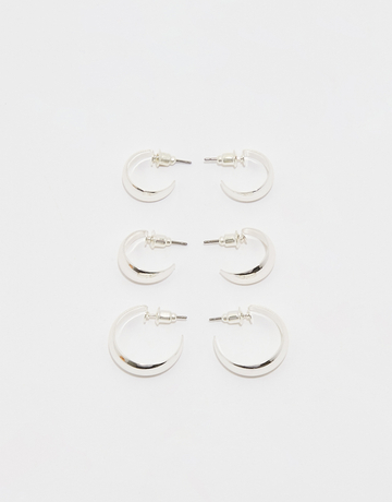 Lot de 3 Paires de Créoles Argentées | TALLY WEiJL