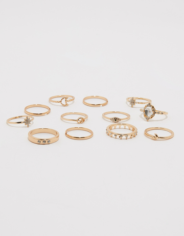 Lot de 12 Bagues Dorées | TALLY WEiJL