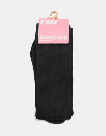 Schwarze gerippte Over the Knees-Socken | TALLY WEiJL
