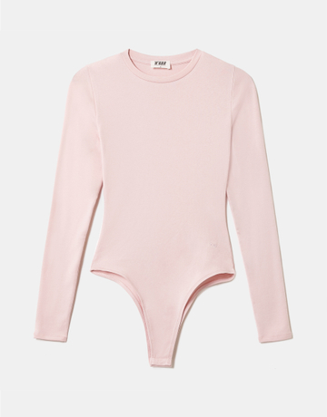 Pink Basic Long Sleeve Bodysuit | TALLY WEiJL