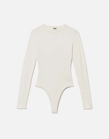 White Basic Bodysuit mit langen Ärmeln | TALLY WEiJL