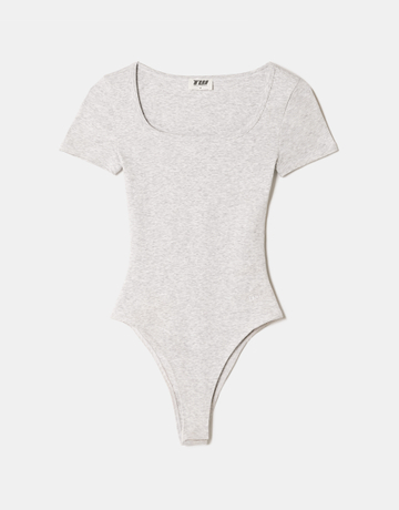 Grey Basic Short Sleeve Bodysuit | TALLY WEiJL