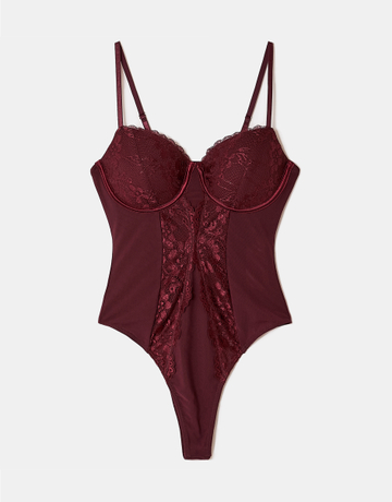 Bordeauxfarbener Spitzen-Body | TALLY WEiJL