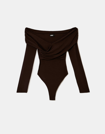 Brown Off Shoulders Body | TALLY WEiJL