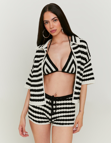 Striped Knitted Pointelle Shirt | TALLY WEiJL