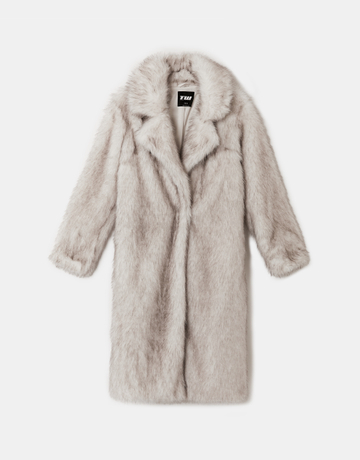 Weißer langer Kunstpelzmantel | TALLY WEiJL