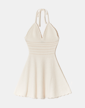 Abito Mini Bianco in Crochet con Schiena Scoperta | TALLY WEiJL