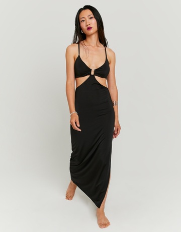 Schwarzes langes Kleid mit Schnalle | TALLY WEiJL