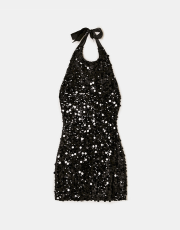 Schwarzes Paillettenkleid mit Neckholder | TALLY WEiJL