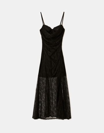 Abito Lungo Nero in Pizzo | TALLY WEiJL