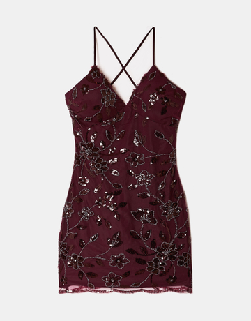 Robe Mini Bordeaux à Sequins | TALLY WEiJL