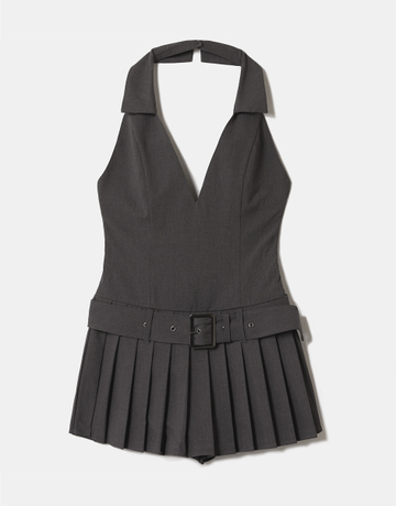 Grey Pleated Mini Dress | TALLY WEiJL