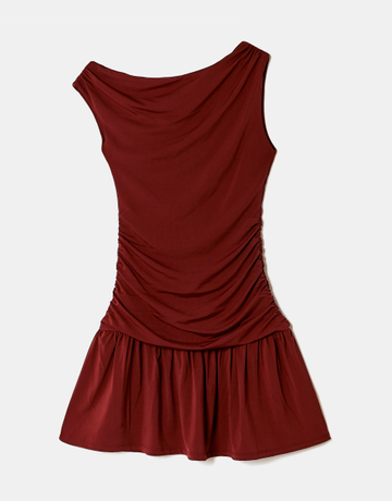 Rotes asymmetrisches gerafftes Minikleid | TALLY WEiJL