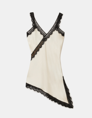 Abito Asimmetrico in Raso Bianco con Pizzo | TALLY WEiJL