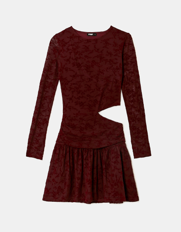 Burgunderfarbenes Blumen-Minikleid | TALLY WEiJL