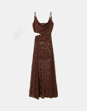 Brown Sequined Maxi Dress | TALLY WEiJL