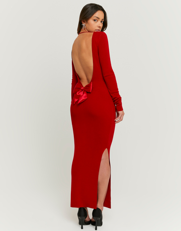 Red Open Back Knit Dress | TALLY WEiJL
