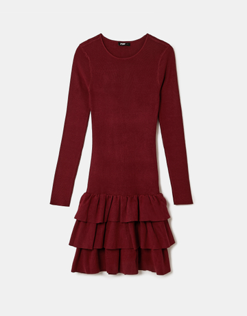 Rotes Strickkleid mit Rüschen | TALLY WEiJL