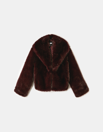 Burgundy Faux Fur Jacket | TALLY WEiJL