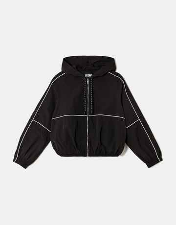 Black Loose Fit Zip-Up Jacket | TALLY WEiJL