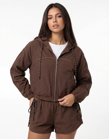 Giacca Marrone Loose Fit con Zip | TALLY WEiJL