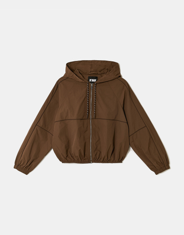 Brown Loose Fit Zip-Up Jacket | TALLY WEiJL