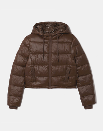 Veste matelassée marron ajustée à capuche | TALLY WEiJL