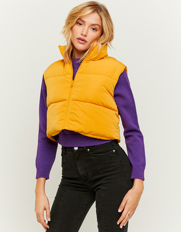 Yellow Sleeveless Puffer Jacket | TALLY WEiJL