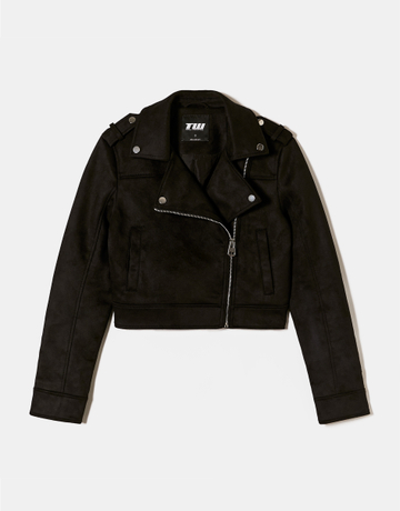 Giacca Biker Scamosciata Nera | TALLY WEiJL