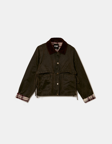 Khaki Jacket with Corduroy Collar | TALLY WEiJL