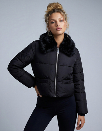 Black Jacket With Faux Fur | TALLY WEiJL