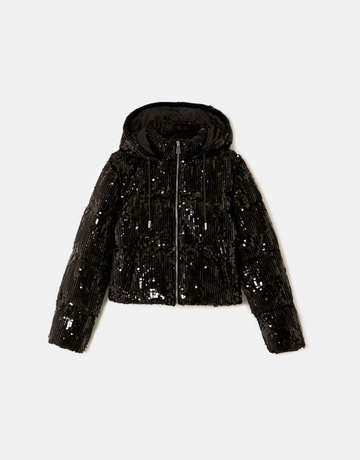 Black Sequined Padded Jacket | TALLY WEiJL