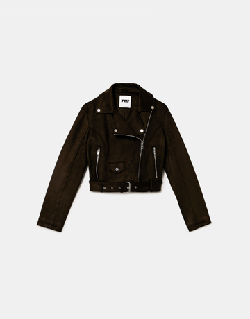 Braune Suede Biker Jacke | TALLY WEiJL