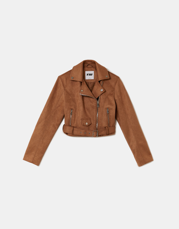 Brown Suede Biker Jacket | TALLY WEiJL