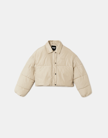 Weisse Jacke mit Polster und Kragen aus Lederimitat | TALLY WEiJL