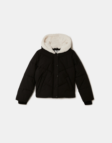Schwarze Jacke mit Polster und Kunstfell | TALLY WEiJL