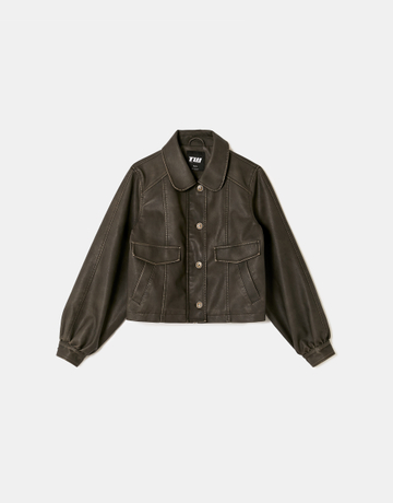 Brown Faux Leather Jacket | TALLY WEiJL