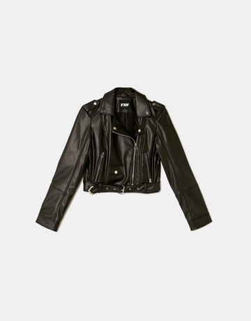Black Faux Leather Biker Jacket | TALLY WEiJL